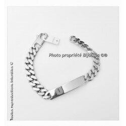 Bracelet HOMME Gravure Identité Gourmette 22 CM X 1CM  Argent Massif 925/1000