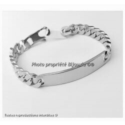 Bracelet HOMME Gravure Identité Gourmette 22 CM X 1CM  Argent Massif 925/1000