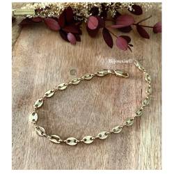 Bracelet Maille Grain de Café 21,5cm X 5mm Plaqué Or Bijou MIXTE