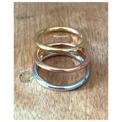 Bague Triples Assemblage Plaqué or Jaune Rose 18 CARATS et Argent 925/1000