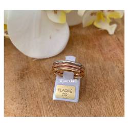 Bague Triples Assemblage Plaqué or Jaune Rose 18 CARATS et Argent 925/1000