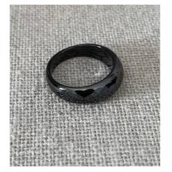 Bague Taille 54 Alliance Bombée Facettée En Céramique Noire