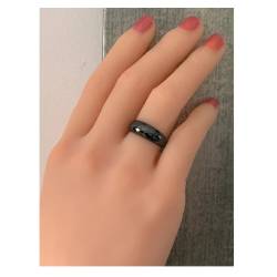 Bague Taille 54 Alliance Bombée Facettée En Céramique Noire