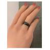Bague Taille 54 Alliance Bombée Facettée En Céramique Noire
