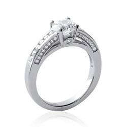 Bague Solitaire Zirconium Argent Massif 925/1000  Rhodié  Bijoux Femme NEUF