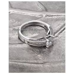 Bague Solitaire Zirconium Argent Massif 925/1000  Rhodié  Bijoux Femme NEUF
