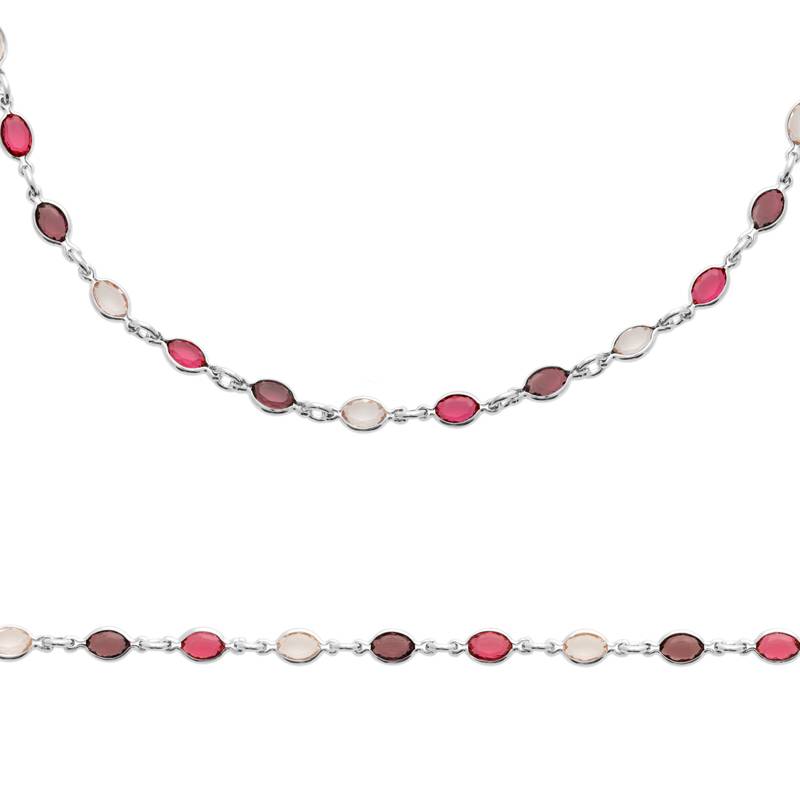 Collier cristal de Swarovski tons violet et rose en argent 925/000 rhodié