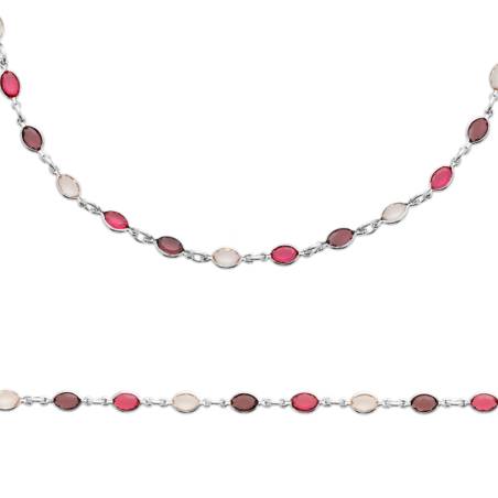 Collier cristal de Swarovski tons violet et rose en argent 925/000 rhodié