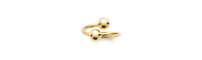 Bague Boules Style Toi & Moi En Plaqué Or 18 Carats Tailles 50 à 60