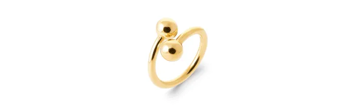 Bague Boules Style Toi & Moi En Plaqué Or 18 Carats Tailles 50 à 60