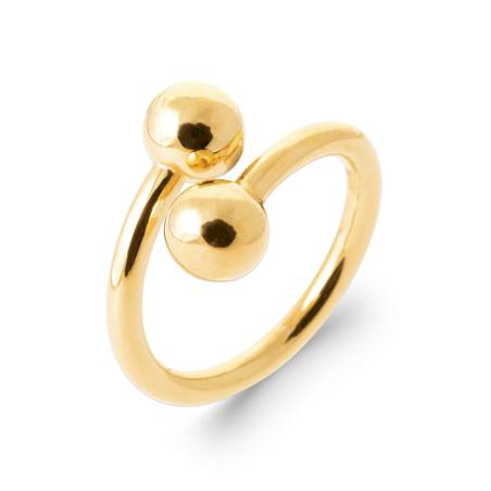 Bague Boules Style Toi & Moi En Plaqué Or 18 Carats Tailles 50 à 60