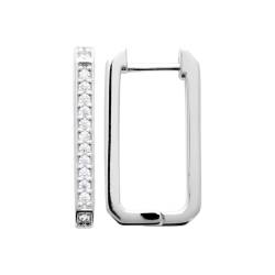 Créoles Rectangulaires Microserti ZIRCONIUM Argent 925/000 Rhodié