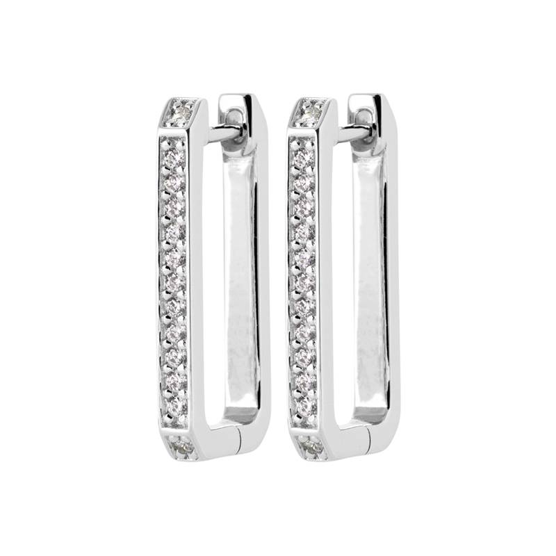 Créoles Rectangulaires Microserti ZIRCONIUM Argent 925/000 Rhodié