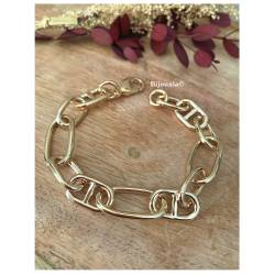 Bracelet Maillons Marine Alternés 20CM Plaqué Or 18 Carats 750/1000 Bijou MIXTE