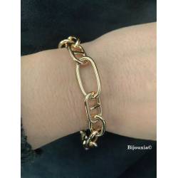 Bracelet Maillons Marine Alternés 20CM Plaqué Or 18 Carats 750/1000 Bijou MIXTE