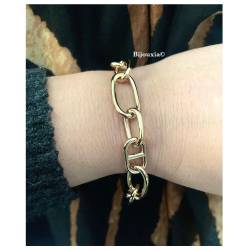 Bracelet Maillons Marine Alternés 20CM Plaqué Or 18 Carats 750/1000 Bijou MIXTE