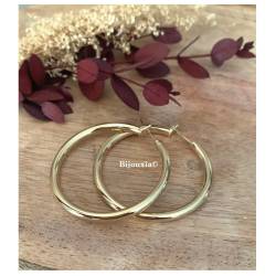 Créoles Tubes 3mm X Diamètre 4cm En Plaqué Or 18 Carats 750/000