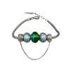 Bracelet CHARMS 3 Perles Verre Murano Bleu/ Vert AUTHENTIQUE&Argent 925 Rhodié