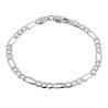 Bracelet 21CM X 6mm Maille Figaro Diamantée Argent Massif RHODIUM