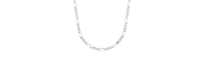 Chaîne 55CM X 6mm Maille Alternée 1-3 En Argent Massif RHODIUM