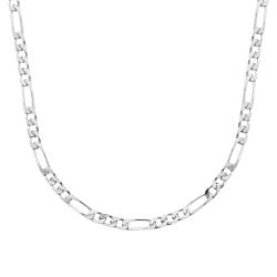 Chaîne 55CM X 6mm Maille Alternée 1-3 En Argent Massif RHODIUM