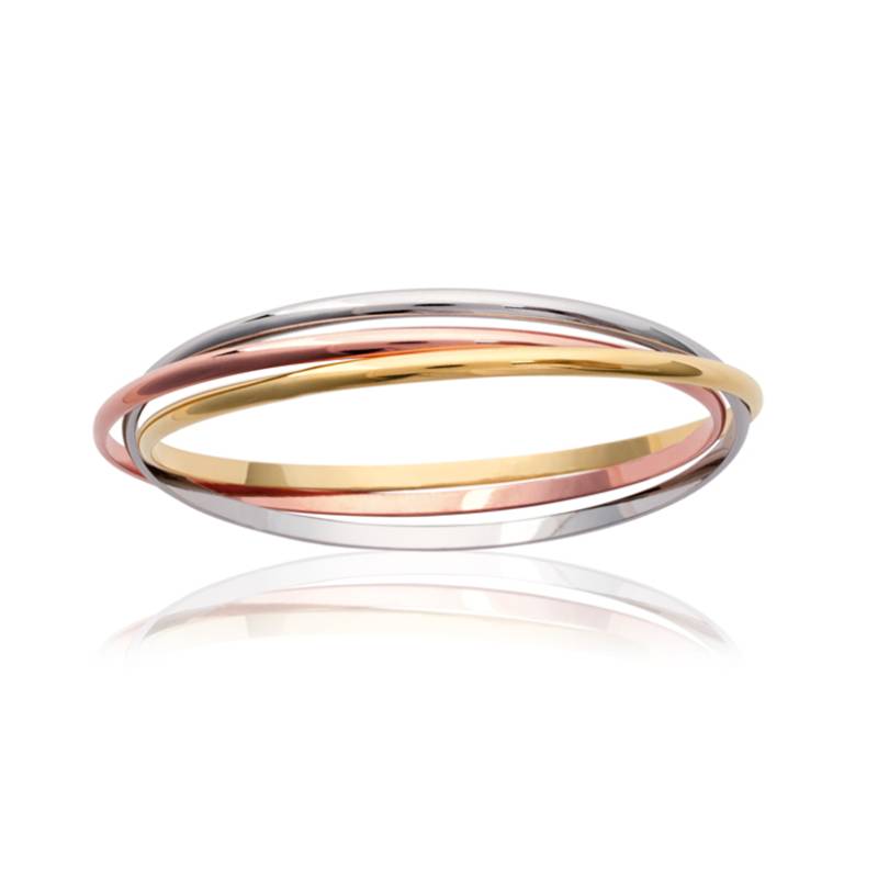 Bracelet Tricolore Trois joncs 3 Ors Plaqué Or 18 carats 750/1000