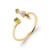 Bague Ouverte Empierrée Véritable Péridot En Plaqué or 18 Carats 750/1000 T50 à 60