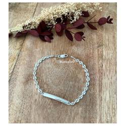 Bracelet Grain de Café Gravure Identité 18CM En Argent Massif 925/000