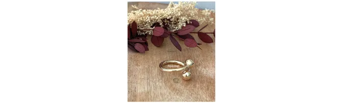 Bague Boules Style Toi & Moi En Plaqué Or 18 Carats Tailles 50 à 60
