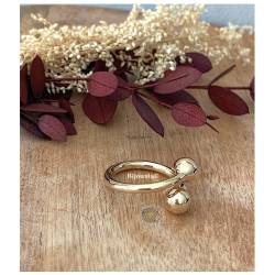 Bague Boules Style Toi & Moi En Plaqué Or 18 Carats Tailles 50 à 60