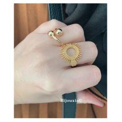 Bague Boules Style Toi & Moi En Plaqué Or 18 Carats Tailles 50 à 60