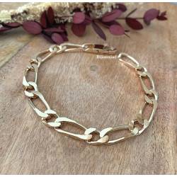 Bracelet Large Figaro 7MM x 21CM Plaqué or 18 Carats Bijoux Homme