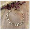 Bracelet Large Figaro 7MM x 21CM Plaqué or 18 Carats Bijoux Homme
