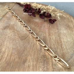 Bracelet Large Figaro 7MM x 21CM Plaqué or 18 Carats Bijoux Homme