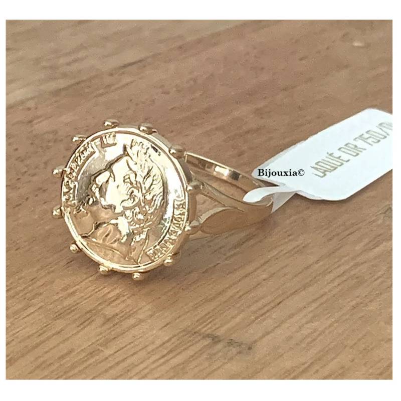 Bague pièce Louis d'or Plaqué Or Tailles 50-52-54-56-58-60