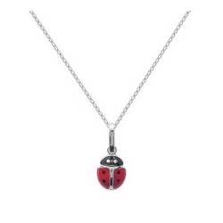 Collier Chaîne + Pendentif Coccinelle En Argent Massif 925/000 Bijoux Enfant