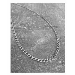 Chaîne Maille Gourmette 60CM x 3MM Argent Massif 925/1000 RHODIUM