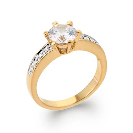 Bague Cz Solitaire Plaqué Or 18 Carats 5 Microns T50 À T70 CHOIX