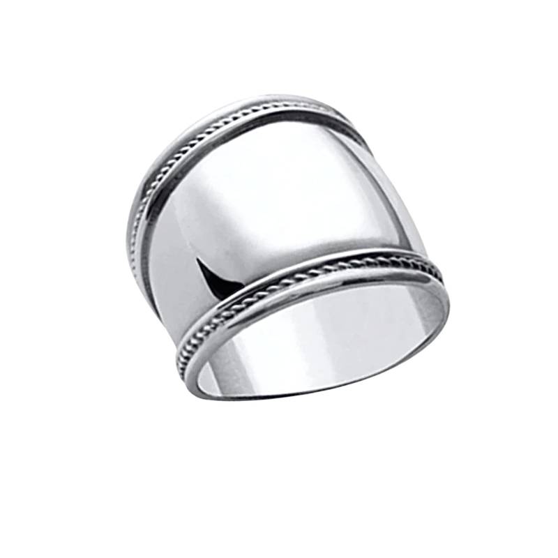 Bague Large Motifs Striés Argent Massif Vieilli 925/1000 Bijoux Mixte