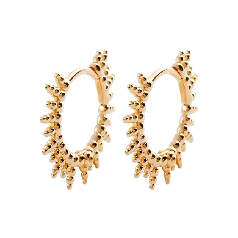 Boucles D'oreilles Créoles En Forme De Soleil En Plaqué Or 18 Carats 750/000
