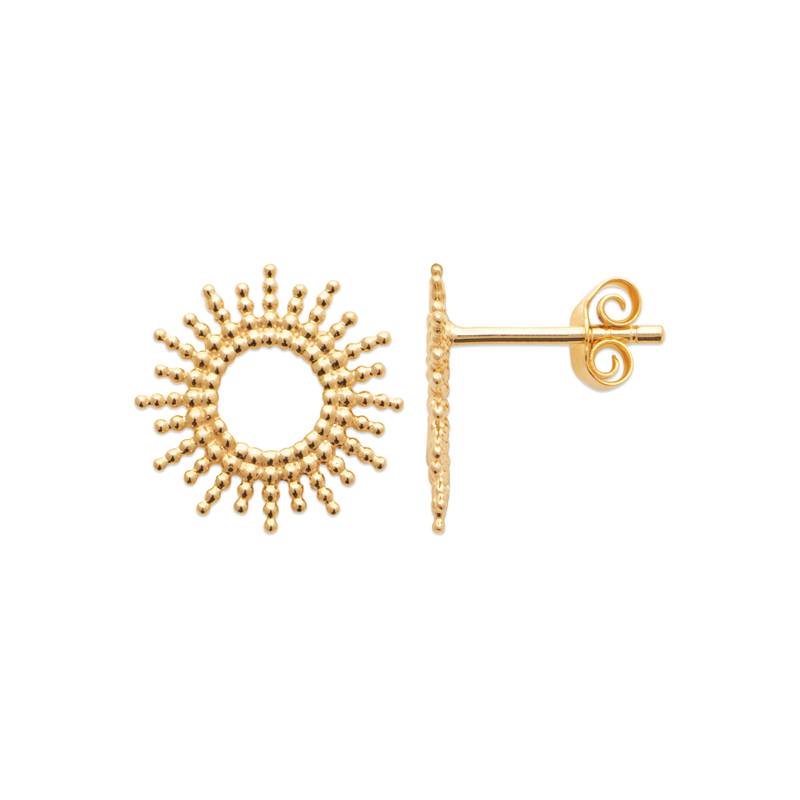 Boucles D'oreilles Puces Soleil En Plaqué Or 18 Carats 750/000
