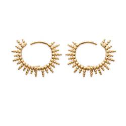 Boucles D'oreilles Créoles En Forme De Soleil En Plaqué Or 18 Carats 750/000
