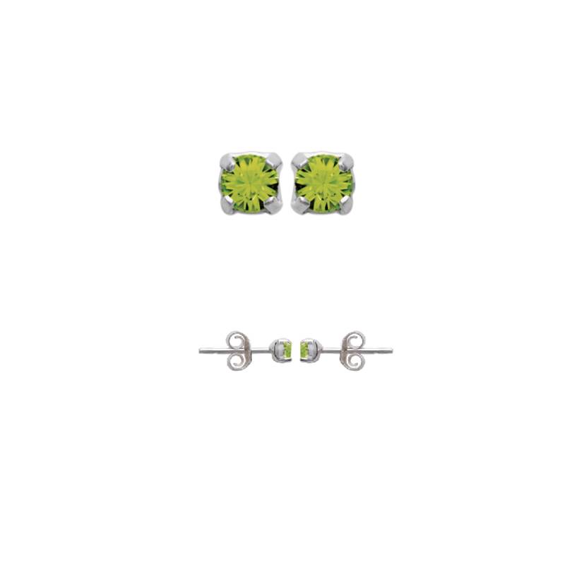 Boucles D'oreilles Puces Zirconium Vert Péridot 3MM Argent 925/1000 Bijoux