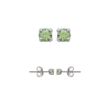 Boucles D'oreilles Puces Zirconium Vert Clair 3MM Argent 925/1000 Bijoux