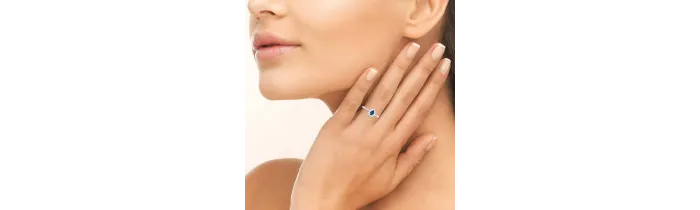 Bague Marquise Cristal Beu Saphir Zirconium Argent 925 Rhodié Tailles 50 à 60