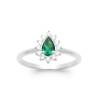 Bague Marquise Cristal Émeraude Zirconium Argent 925 Rhodié Tailles 50 à 60