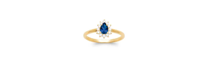 Bague Marquise Cristal Bleu Saphir Zirconium En Plaqué Or 18 Carats 750/000