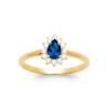Bague Marquise Cristal Bleu Saphir Zirconium En Plaqué Or 18 Carats 750/000