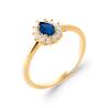 Bague Marquise Cristal Bleu Saphir Zirconium En Plaqué Or 18 Carats 750/000