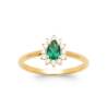 Bague Marquise Cristal Vert Émeraude Zirconium En Plaqué Or 18 Carats 750/000